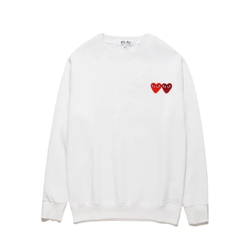 Comme Des Garcons Play Double Heart Sweatshirt White